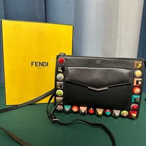 Fendi Black Crossbody Bag with Multicolor Studs